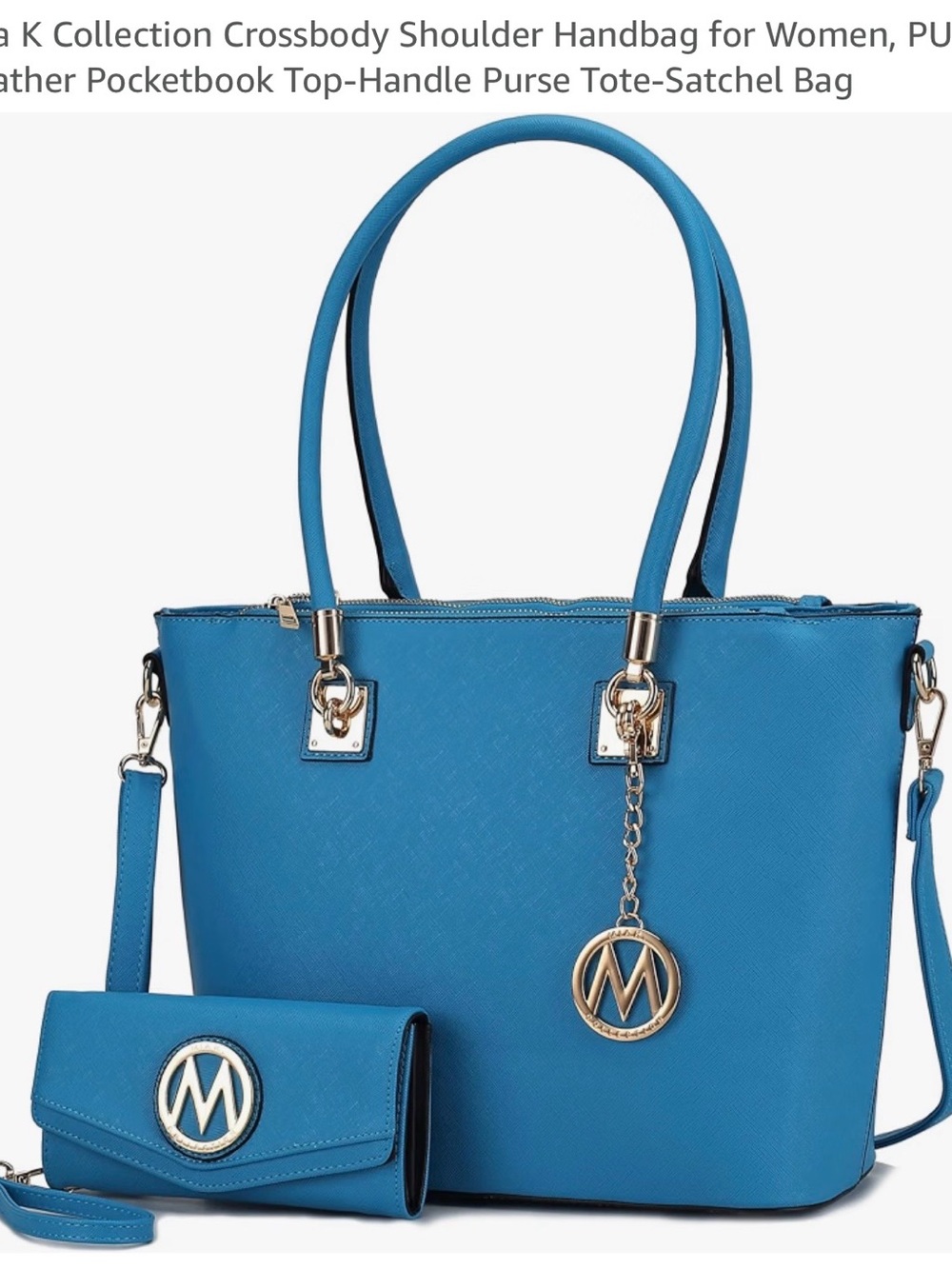 Michael Kors Bright Blue Tote Shoulder Bag with Matching Wallet